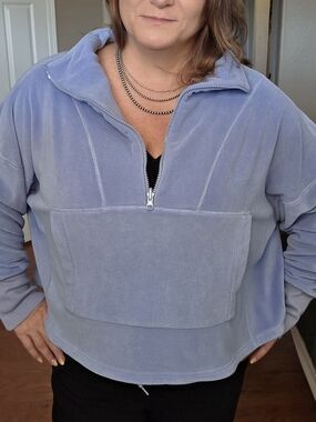 Zyia Women's Half-Zip Fleece Pullover Top - Light Lavender